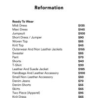 Reformation Sample Sale Reformation Sample Sale